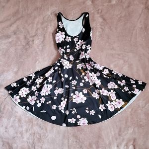 Blackmilk Cherry Blossom Black Skater Dress Small